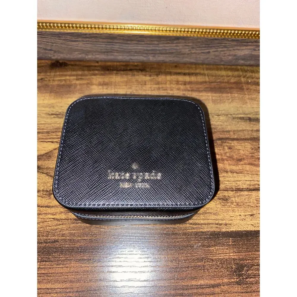 Kate Spade Staci Saffiano Leather Travel Jewelry Case Black K8066 NWT $139